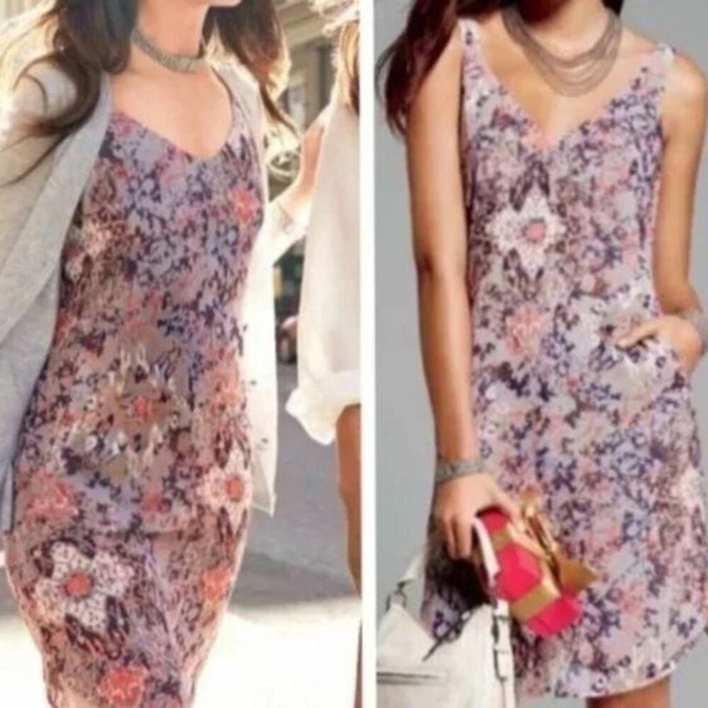 Cabi Dress Fresco Floral Print Abstract Women's Medium 5049 Mini Tank Slip Dress